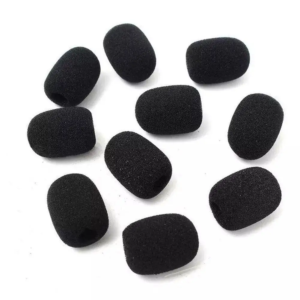 10Pcs Black Mic Protector Replacement Headset Foam Covers Windscreen Windshield Sponge Covers Microphone Cover for Meeting Mic