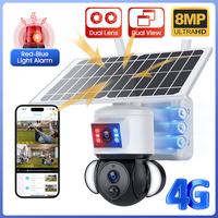 4K 8MP Dual Screen Dual Lens Solar Camera 4G Sim Humanoid Tracking Security Outdoor PTZ Surveillance Battery Camera UBox app