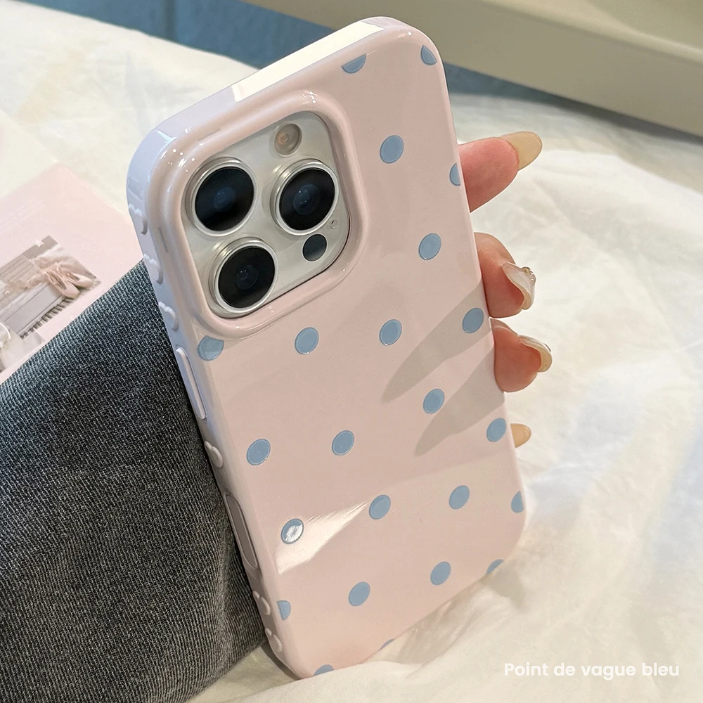 INS Niedliche Polka Dot Weiche Handyhülle für iPhone 14 16 15 17 18 Pro Max Koreanische Candy Pink Handy Schutzhülle Rückseite – Detail 24