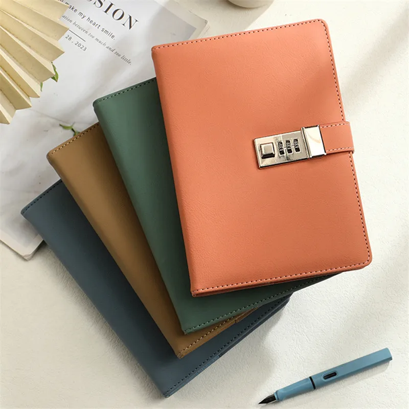 Young Girl Diary Soft Leather Student Notebook With Password Lock Buckle A5 Planner 112 Pages Agenda Book School Study Supplies