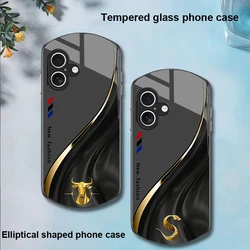 Flowing Pattern For Apple IPhone 16 11 13 15 14 Pro Max 12 Mini 7 8 Plus XR X XS Elliptical Shaped Tempered Glass Phone Case