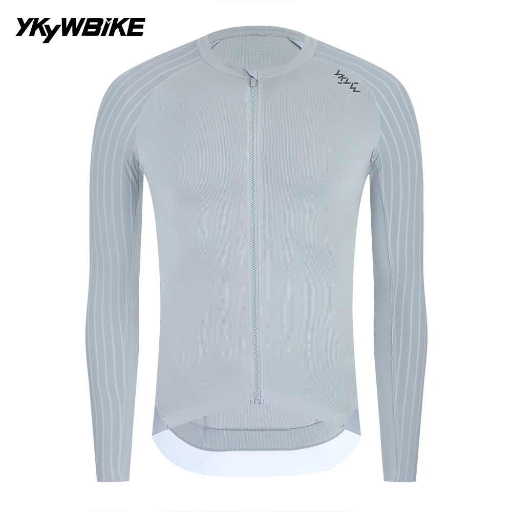 YKYWBIKE 2026 Herren Langarm-Radtrikot Aerodynamisches Raglan-Ärmel Schnelltrocknendes Rennrad-Oberteil Slim Fit Atmungsaktiv