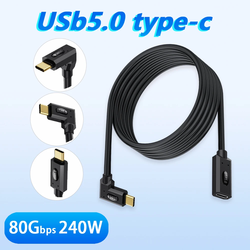 

80Gbps USB 5.0 Type C Extension Data Cable 16K Dual8 K HHD 240W Fast Charging Thunderbolt Adapter for eGPU IPhone Pro Max Tipo