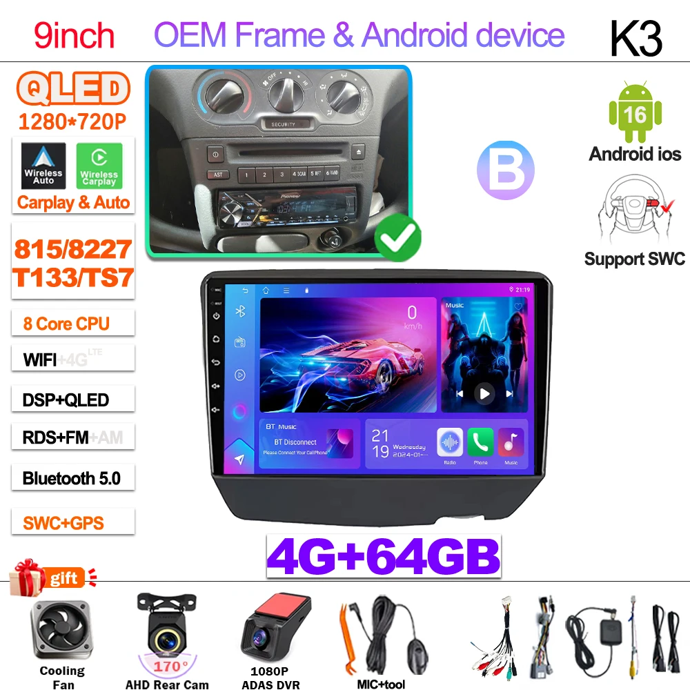 7“ 9” Android 16 Autoradio Voor Toyota Vitz XP10 Yaris Platz Echo 1999 2000 2001-2005 Multimedia Video Player Carplay GPS RDS