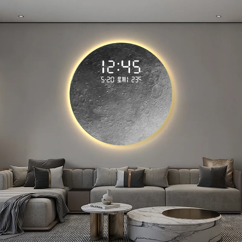 

Modern Minimalist Living Room Moon Light Wall Art Dining Room Mars Digital Display Painting Entryway Carved Mural