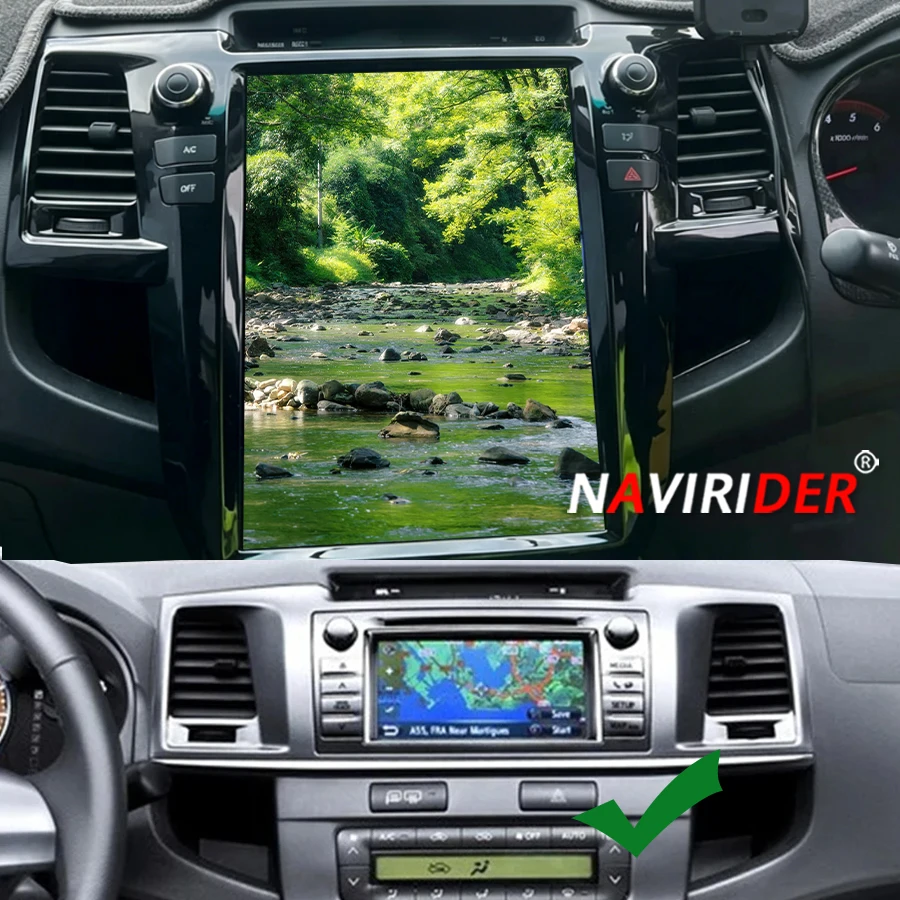 Pantalla Android 14 de 12.1 Pulgadas para Toyota Fortuner 2010 Hilux Srv 2012, Radio Auto con Carplay, Navegación GPS, Multimedia Estéreo, WIFI+4G