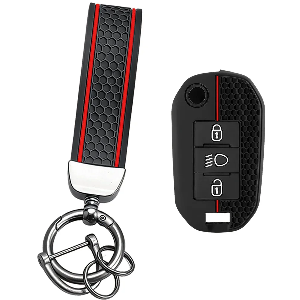 Grip-enhanced Honey Texture Shell With Keychain For Peugeot 2008 5008 Citroen C3 C6 Long Lasting Flip Remote Key Cover
