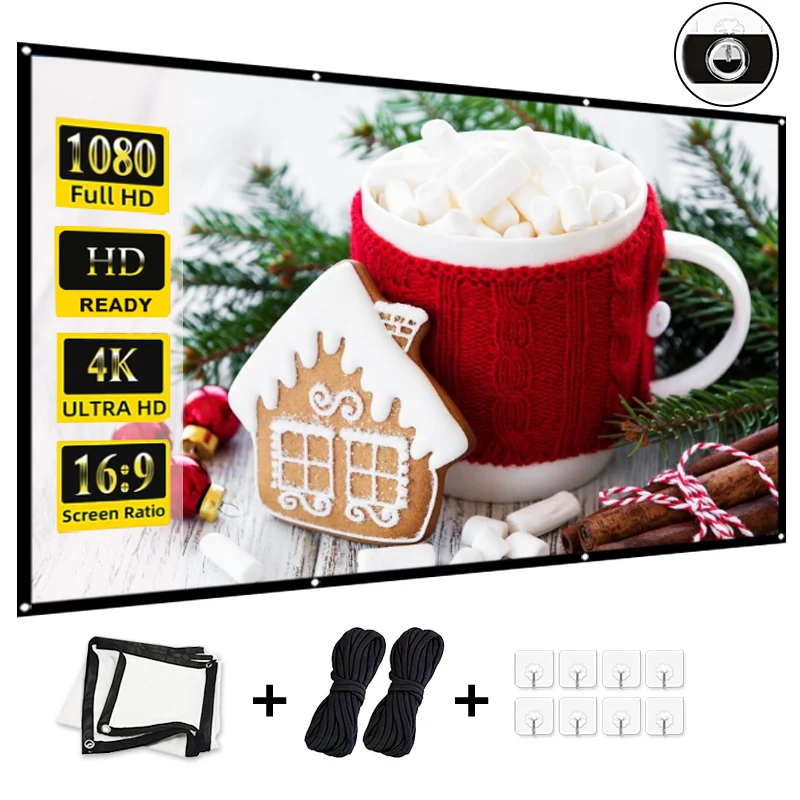 

Портативный проекционный экран 72-дюймовый. Принесите веревки и крючки. Поддерживает проекцию высокой четкости. Складной и удобный в переноске.