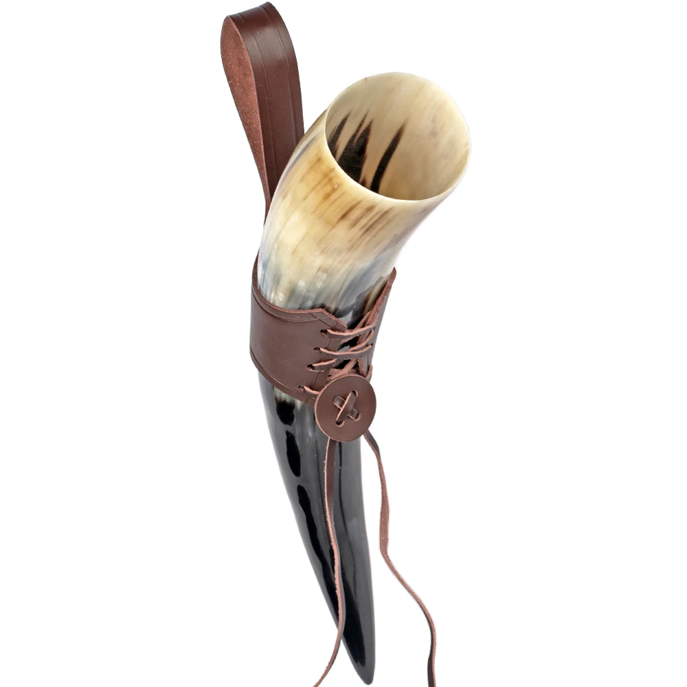 كوب بوق الثور الطبيعي فايكنغ شرب البيرة Tankard أصيلة اليدوية كوب البيرة فايكنغ القرن القدح #6