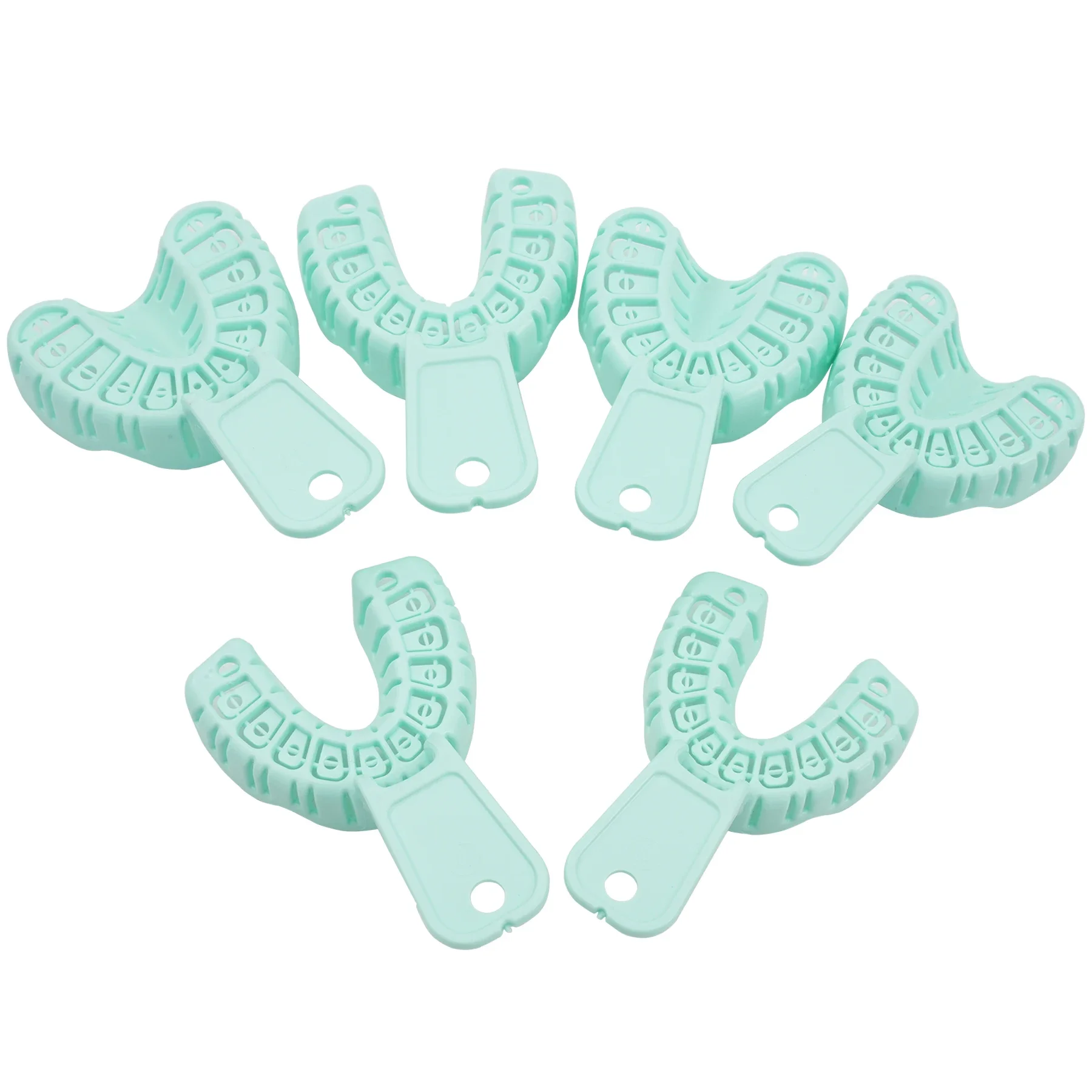 WELLCK 6Pcs/Set Disposable Denture Trays Dental Impression Kit S/M/L Plastic Full Mouth Removable Partial Mold Tray Dopship