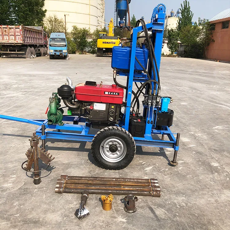 محرك كهربائي محمول 100 متر محرك ديزل صغير جهاز حفر آبار المياه الهيدروليكي الصغير لتعدين آبار المياه