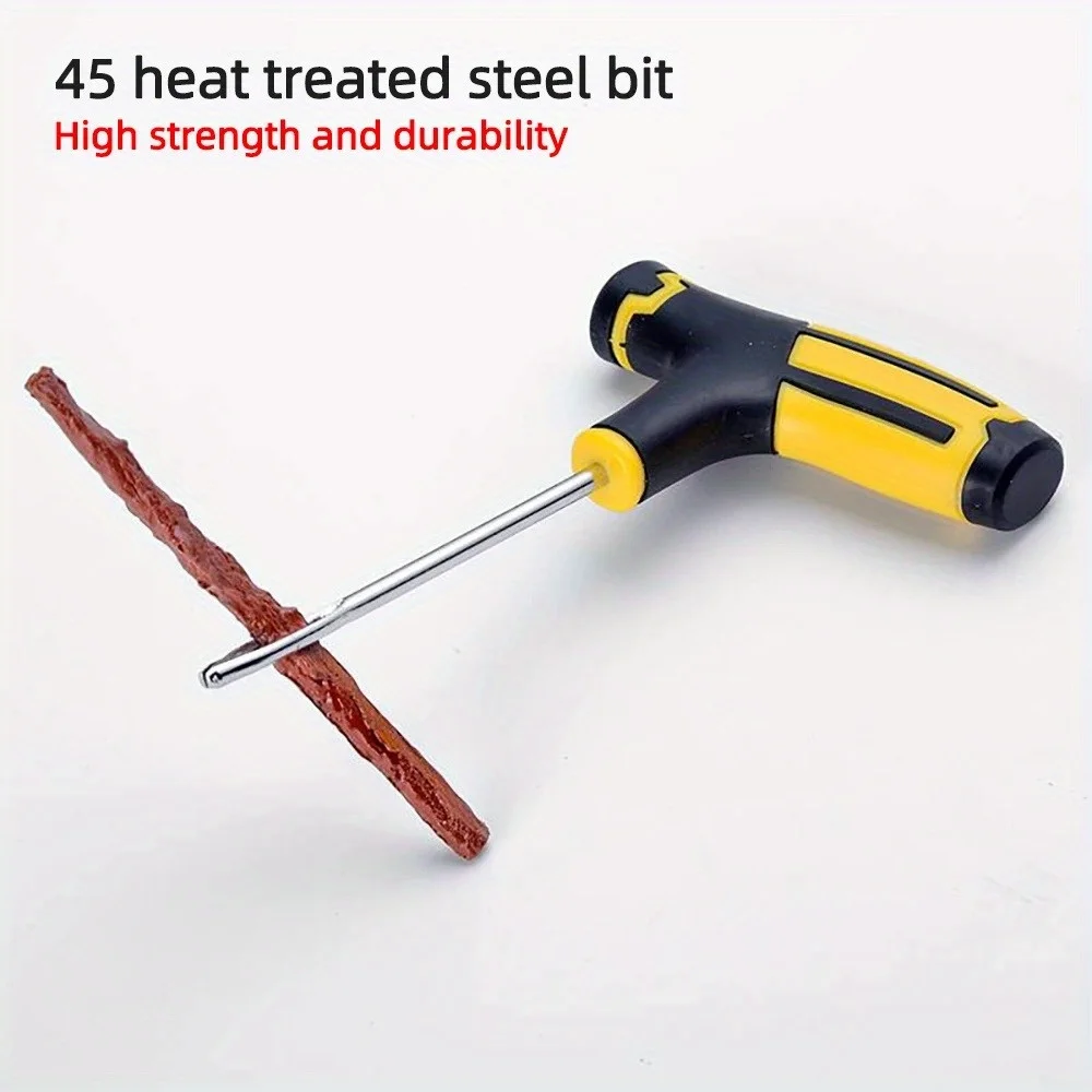All-in-One Emergency Tire Repair Kit - Strong Glue, Heavy-Duty Rubber Strips & Insertion Tools - Fixes Punctures