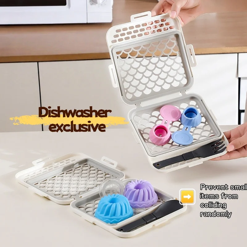 Dishwasher Safe Small Item Washing Basket, Kitchen Tool Accessories, Silicone Cleaning Storage Organizer, Drainage Box