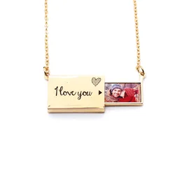 Creative Envelope Pendants Necklace Sublimation Blank Necklace Fine Jewelry For Annivesary  Valentine's Day Gift