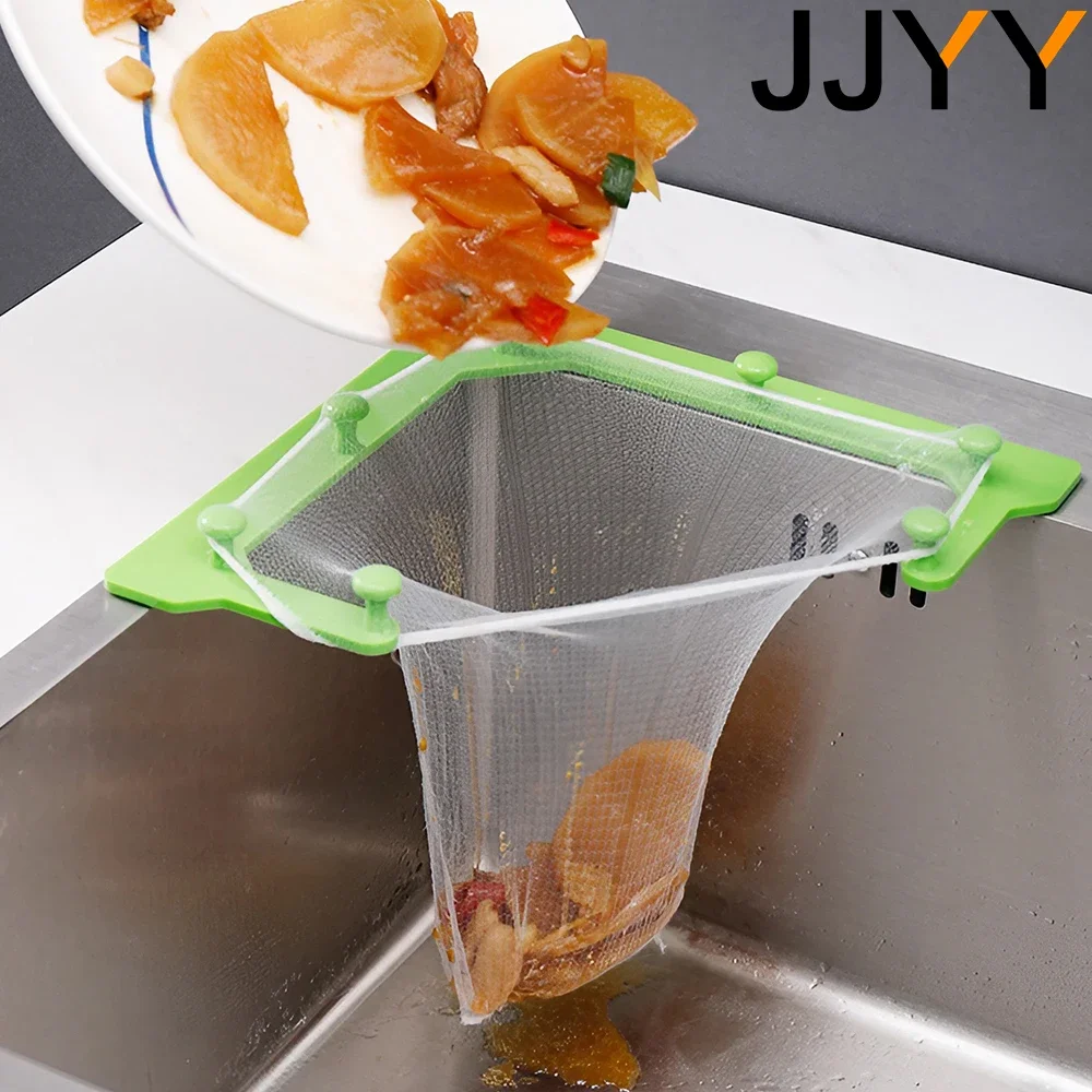 

JJYY Triangle Sink Strainer Kitchen Drainer Kitchen Tool with 50 Piece Hanging Mesh Bag