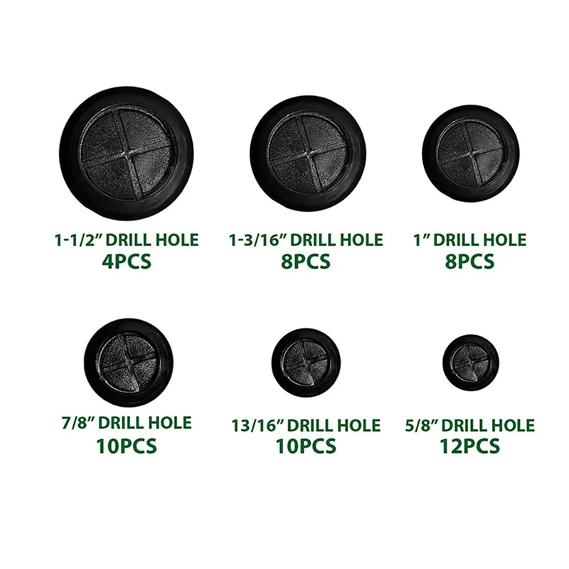 ABMR-52 PCS Round Rubber Grommet Kit Black Rubber For Protecting Wires For Wire Plug, Cable, Plumbing