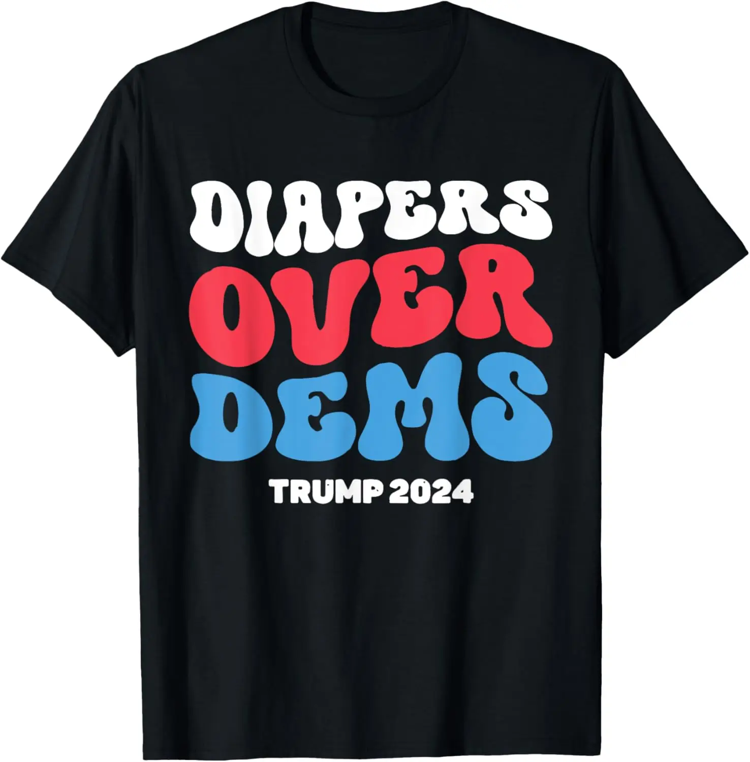

Винтажная футболка с подгузниками в стиле ретро Over Dems, забавная футболка Trump 2024, 2020 г.