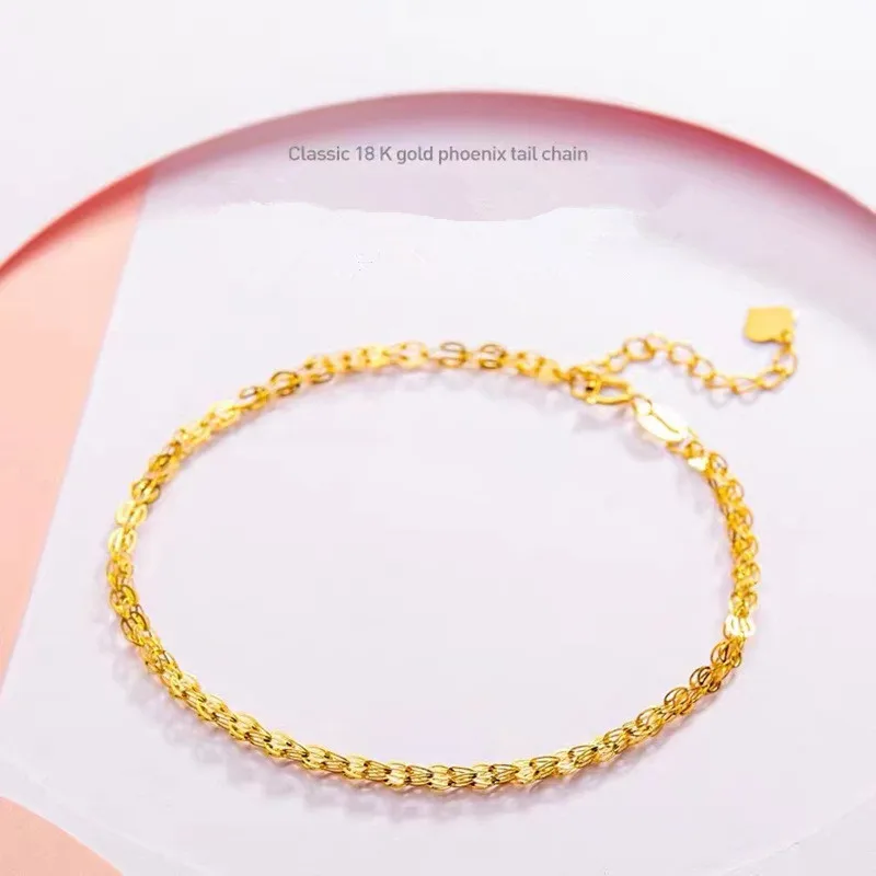 SMILE Real 18K Gold Luxury Phoenix Tail Design Pure AU750 Adjustable Bracelet Ladies Exquisite Jewelry Gift B0017