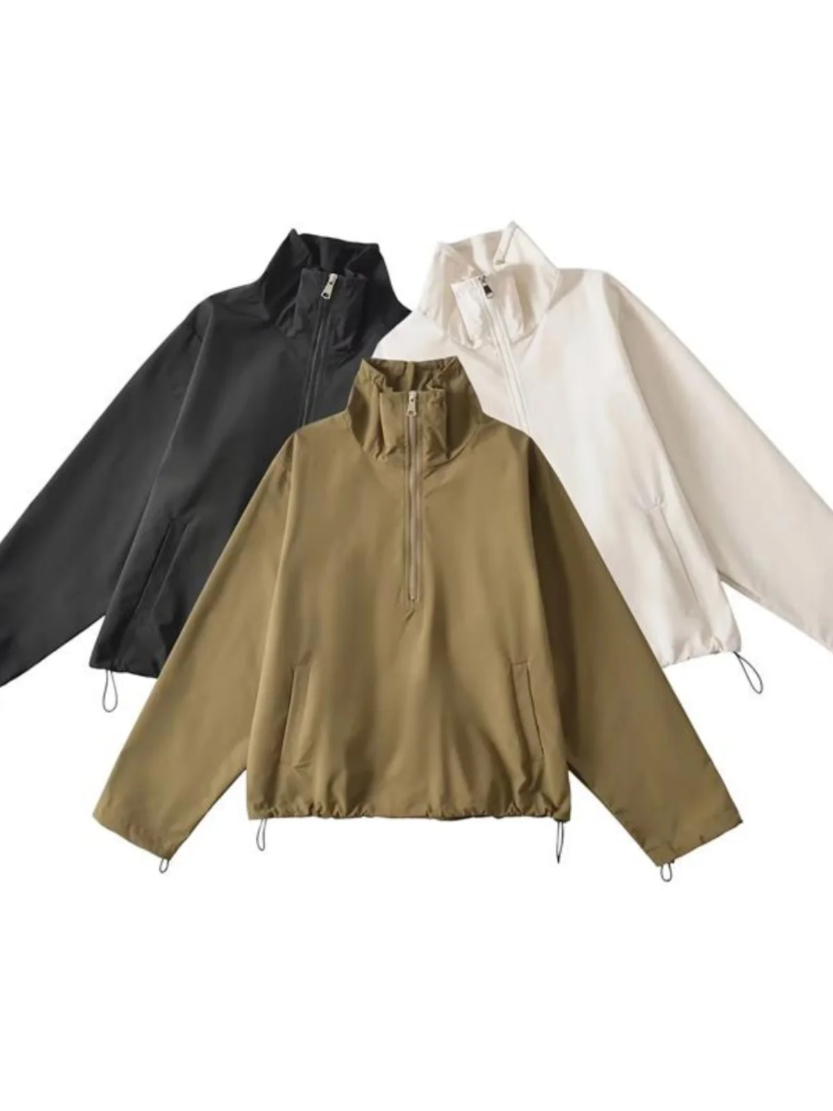 

Casual Loose Women's Jaet f Zip Windproof Waterproof Outdoor Spring New Sle 2025 Stand Collar Fce Lined Long Sve