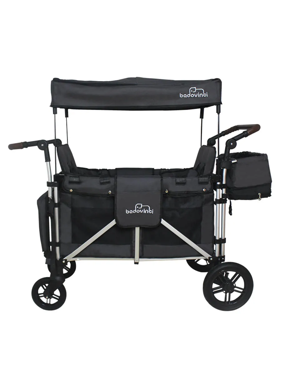 Extended stroller for sitting and sleeping children's two person camp car