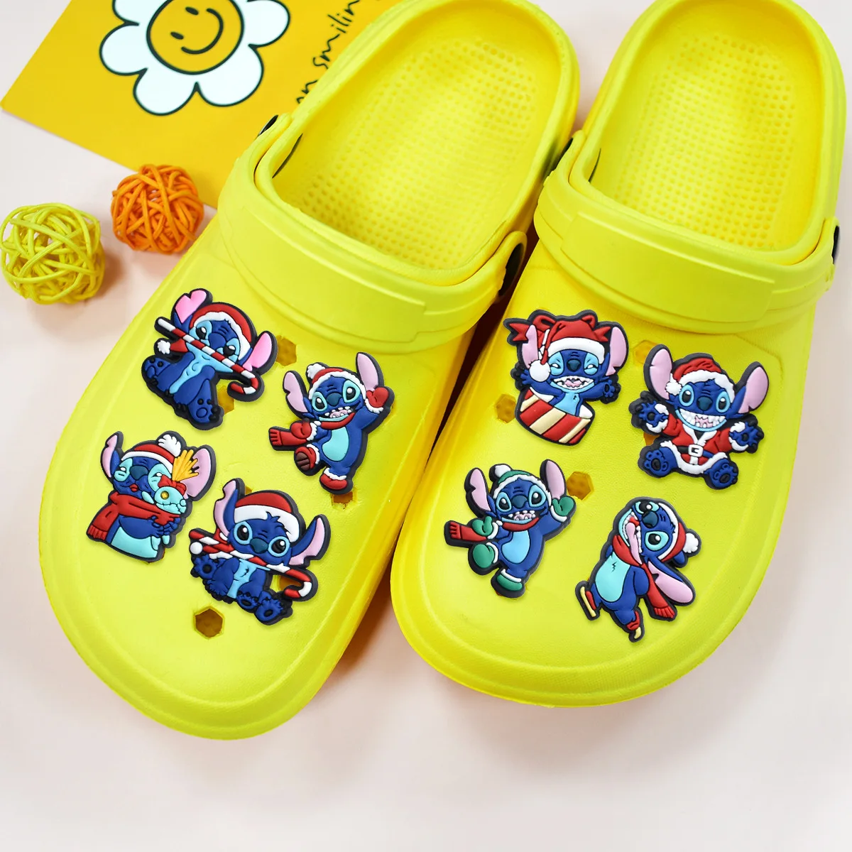 17pcs Set Adorable Hot Cute Christmas Stitch PVC Shoe Charms Easy To Use Removable Decor For Clogs Great Holiday Gift