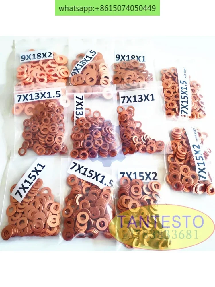 EFI common rail nozzle sealing copper gasket for 110 120 7X15/9X18 1 pack of 100 pcs