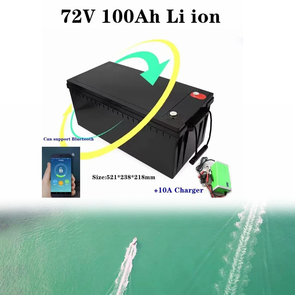 

Литиевый аккумулятор Teswatts 72 В 100 Ач, высококачественный литий-ионный аккумулятор Bluetooth BMS APP + зарядное устройство 10 А