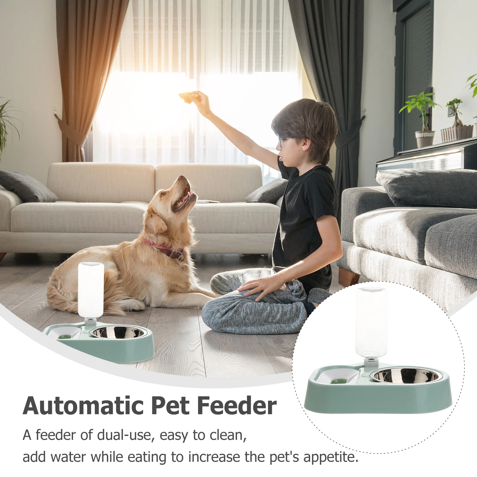 

Pet Water Feeder Transparent Bucket Dual-Use Automatic Water Dispenser Easy Clean Pet Feeder Bowl for Small Animals
