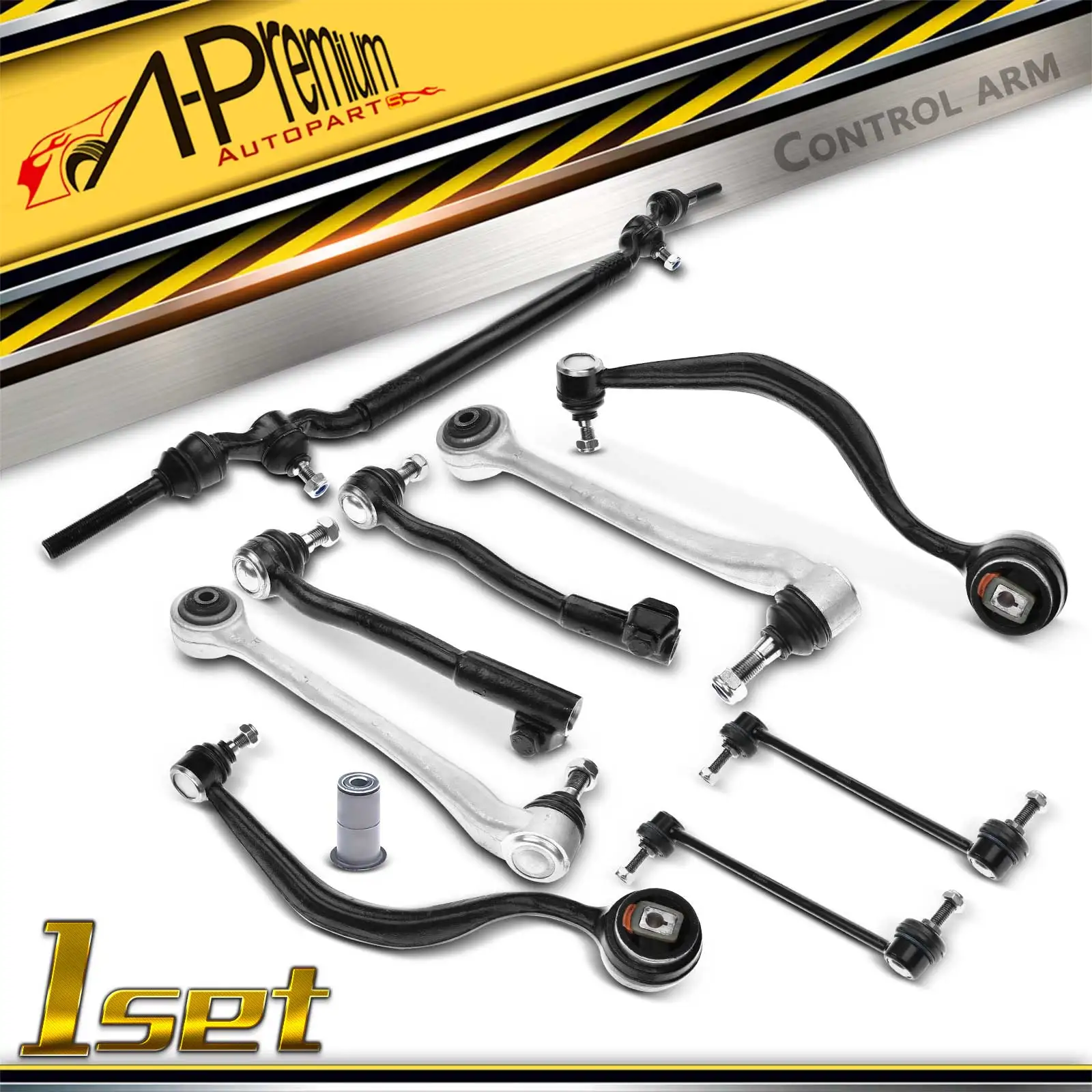 A-Premium 10x Front Lower Control Arm Tie Rod Sway Bar Center Link for BMW 740i 740iL 750iL 1995-2001