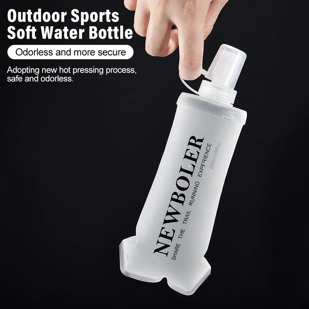 NEWBOLER 150/250/500 ml weiche Flasche, zusammenklappbar, faltbar, TPU, BPA-frei, Outdoor-Sport, tragbarer Wasserbeutel, Laufen, Camping – Detail 7