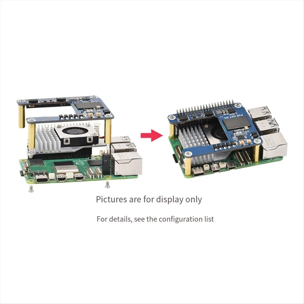 For 5/CM5 PoE HAT Power over Ethernet HAT(H) 5V 5A Support 802.3af/At PoE Expansion Board for RPI 5/CM5-BCBW