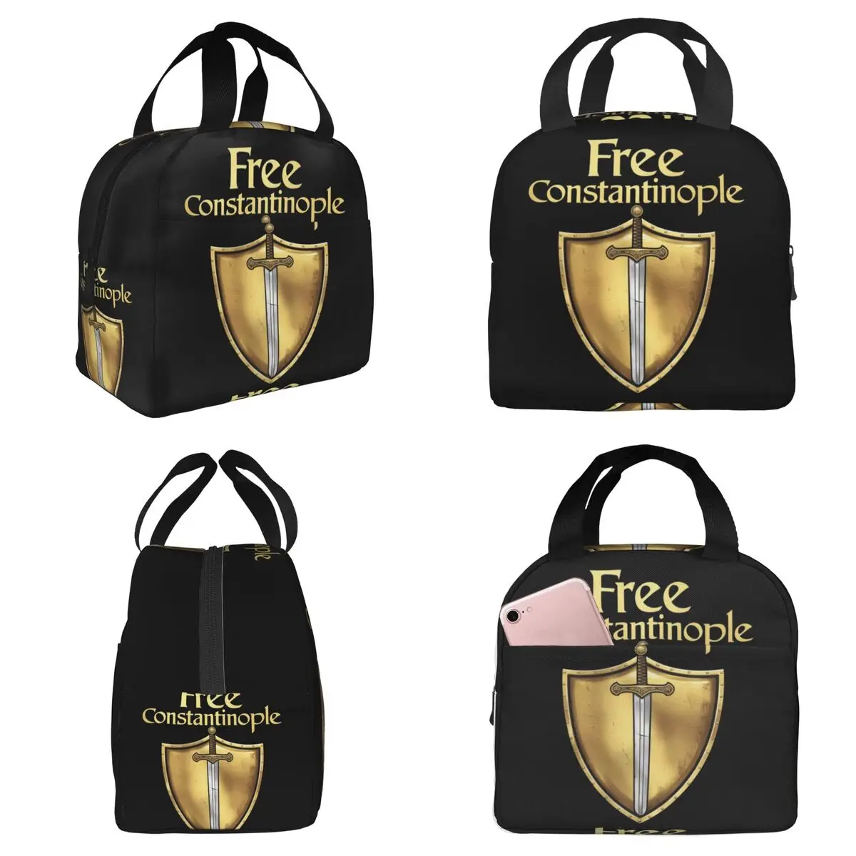 Free Constantinople Bold Historical Statement Insulated Lunch Bag for Kids School Cooler Thermal Food Box Tote Lunch Boxes