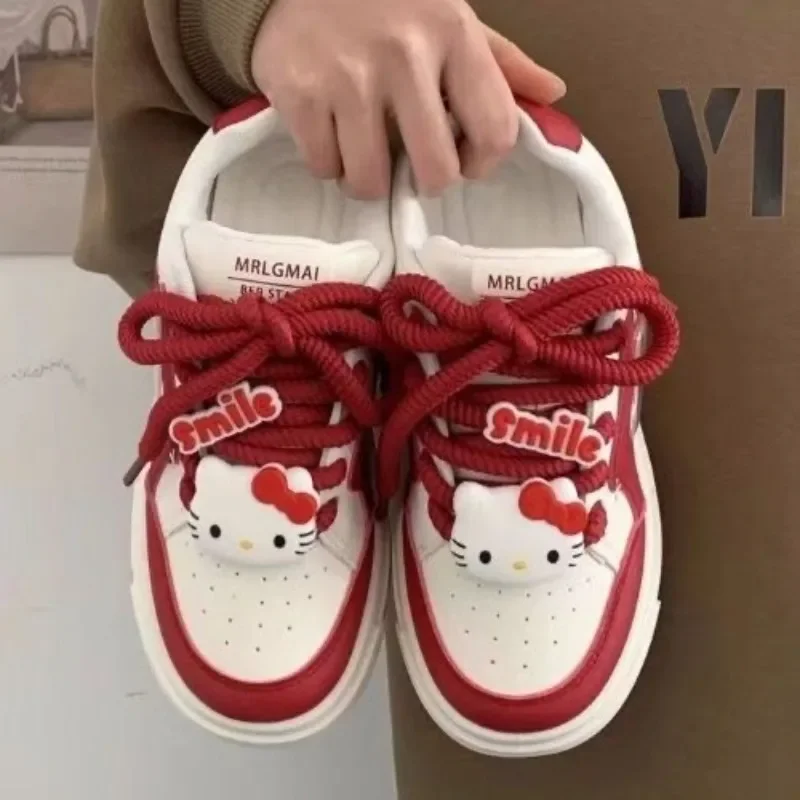 Sanrio Hello Kitty Cartoon Shoes Kawaii Girl Anime Shoes Cute Versatile Breathable Student Platform Sneakers Gift For Girlfriend