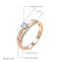 Kinel – bagues de luxe en Zircon naturel pour femmes, or Rose 585, argent, réglage mixte, Design mince, bijoux de mariage quotidiens pour mariée 2