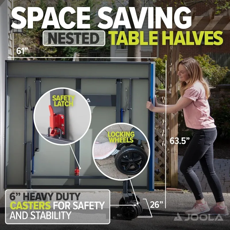 Outdoor Ping Pong Table with Waterproof Table Tennis Net Set - Quick Assembly - All Weather Aluminum Composite Surface