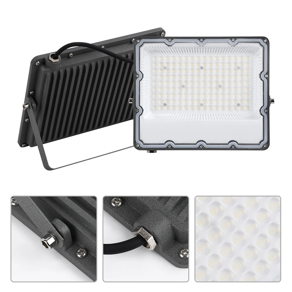 Reflektor LED 50W 100W 200W 300W IP66 wodoodporny ogród zewnętrzny patio ulica dziedziniec ogród szary reflektor oświetlenie zewnętrzne