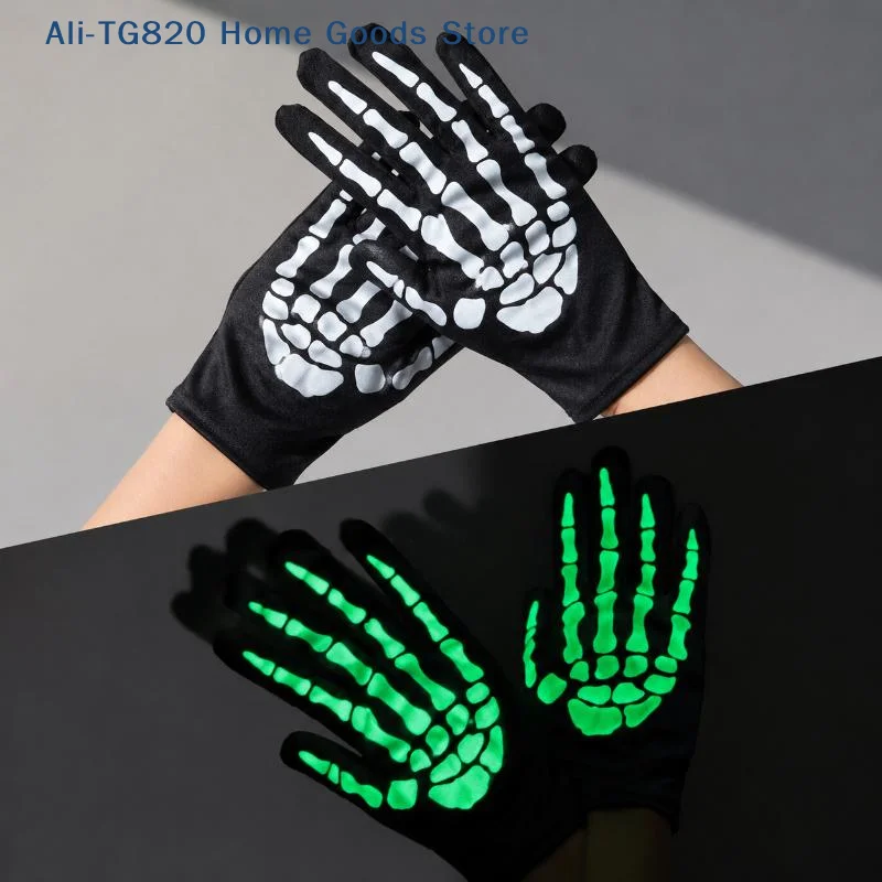 [TG820]Adult Style Full-Finger Skeleton Fashion Gloves For Men And Women, Trendy Ghost Claw Cosplay Dance Performance Props
