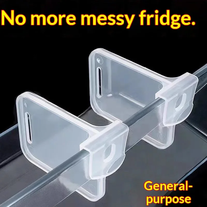 Adjustable Fridge Divider Clips Refrigerator Side Shelf Separator Space Saving Kitchen Organizer for Sauce Bottles Food Packets