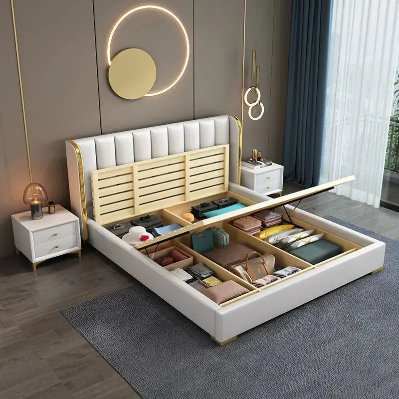 

Furniture Luxury Italian Bedroom Set Modern Large Storage King Double Bed