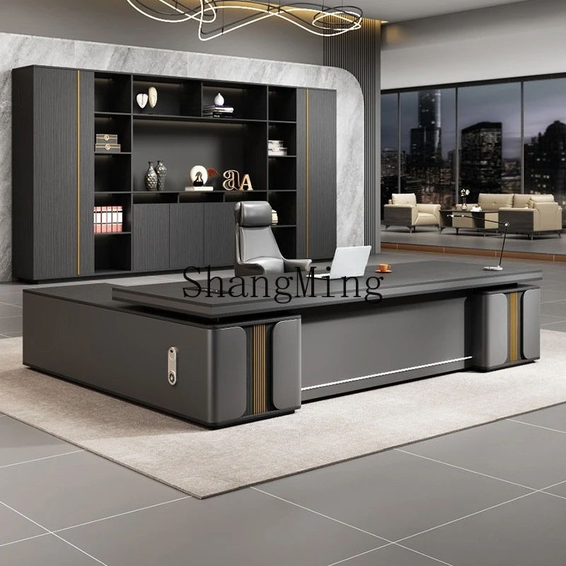 

SM Office President Boss Desk and Chair Combination Modern Light Luxury Advanced Commercial Class Desk Office Furniture