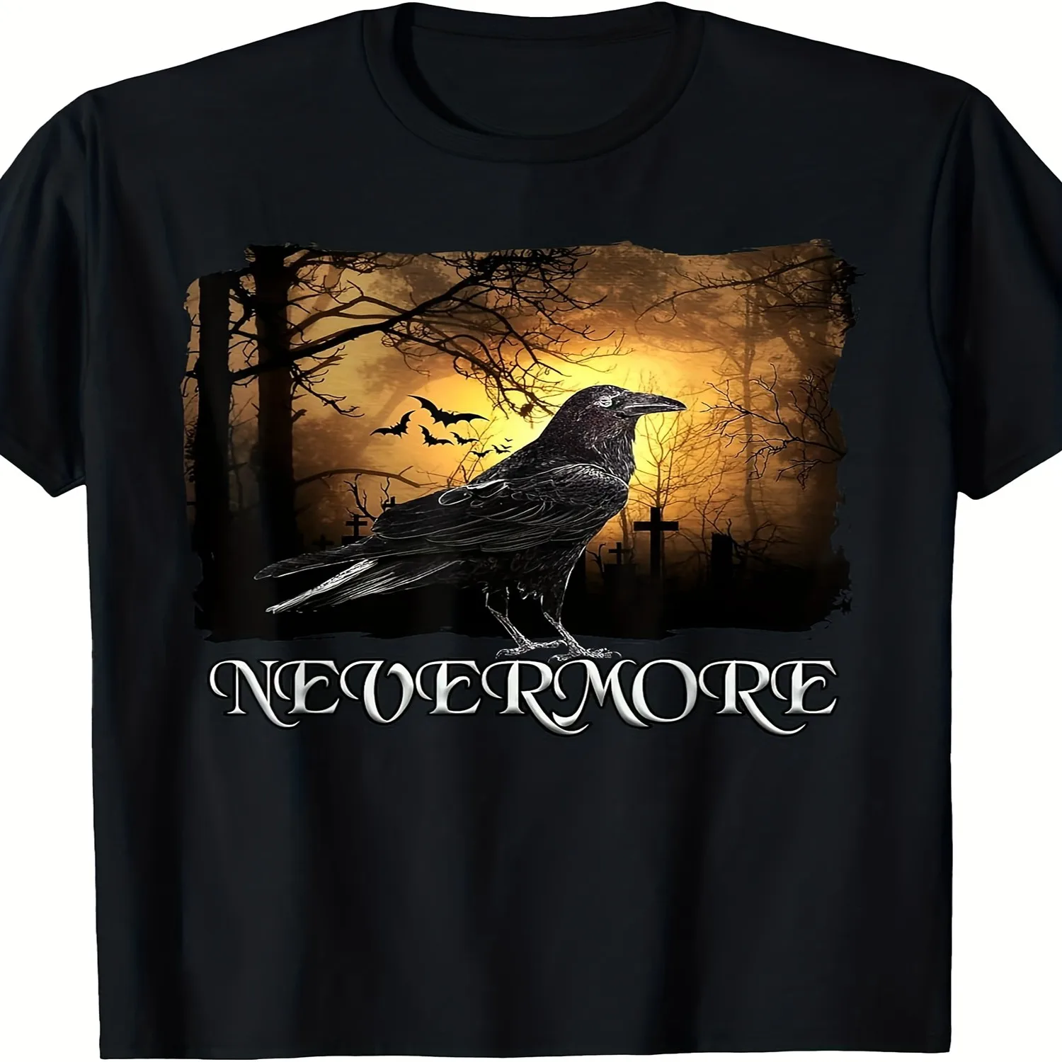 Men's Women's Edgar Allan Poe Nevermore Raven T-Shirt - Vintage Gothic Author Graphic Tee, 220GSM Pure Cotton Short-Sleeve Shirt for Literature Fans Book Lovers Funny Shirt, Cute Tee,