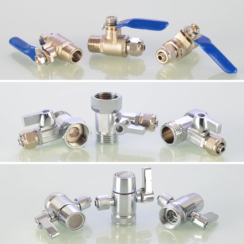 New Qulaity Copper 1/4＂3/8＂1/2＂Ball Valve RO Water Purifier Adapter Garden Water Ball Valve Tap Connector Hardware Accessorie