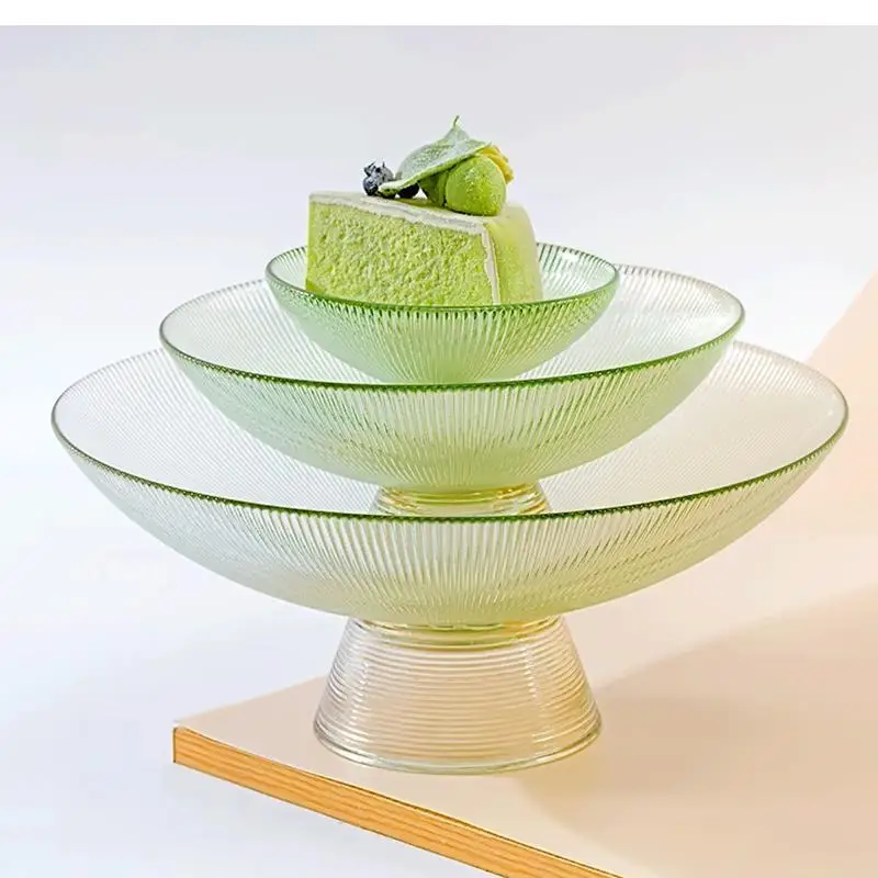

Полосатая стеклянная тарелка с фруктами, десертная салатница, поднос для закусок в скандинавском стиле для гостиной, украшение для дома, хранение