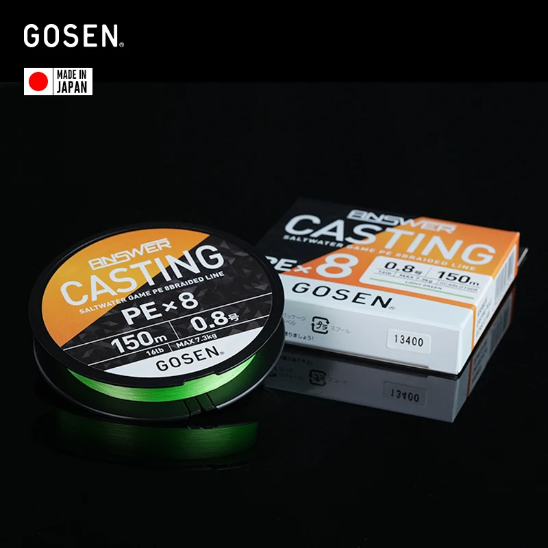 

GOSEN ANSWER CASTING 8-жильный плетеный шнур PE, плавающий, высокопрочный, износостойкий, для пресноводной и морской рыбалки, для поверхностной ловли