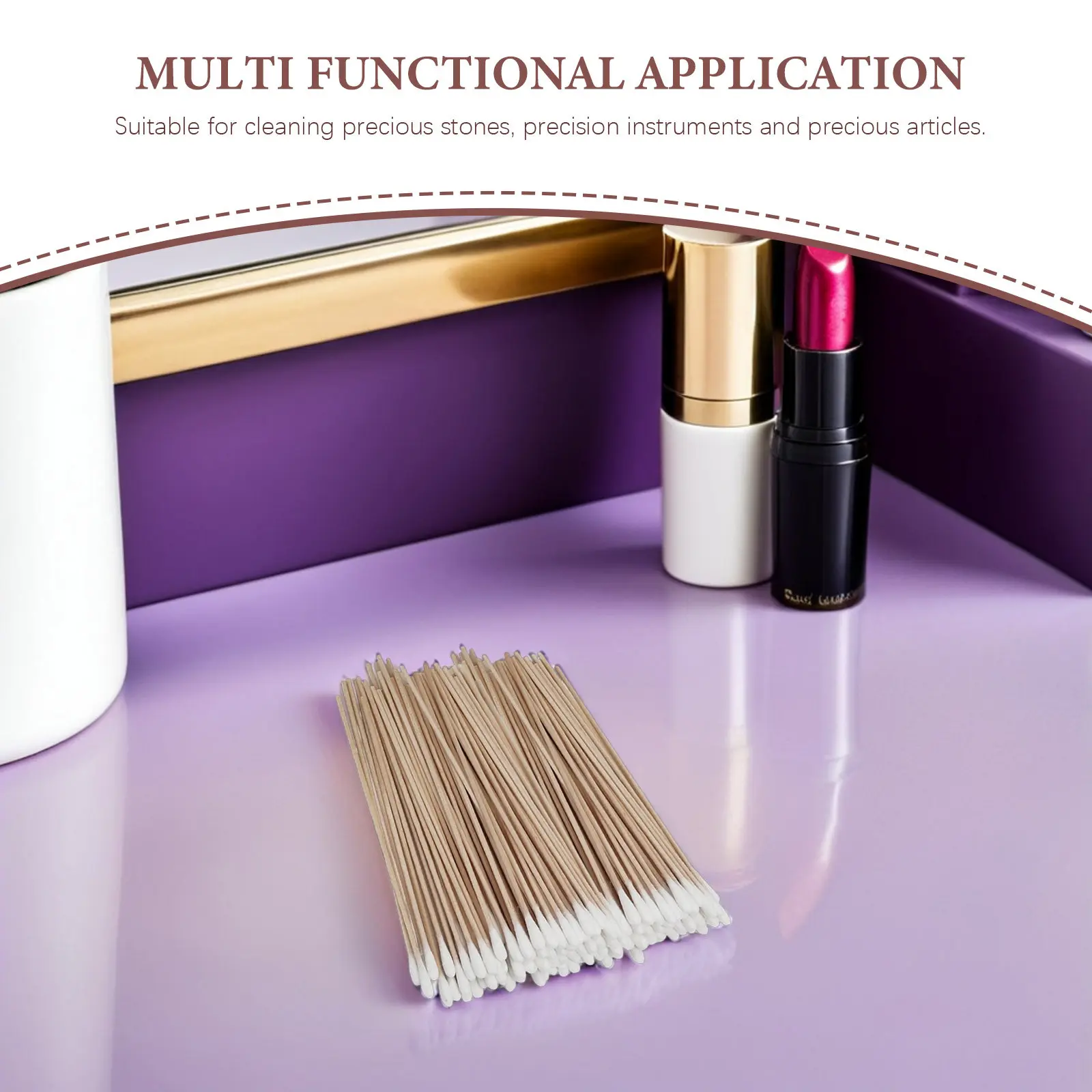 500pcs Long Handle Cotton Swabs Sturdy Wooden Stick Multi-Purpose Hygienic Durable For Jewelry Precision Instruments Bulk Pack