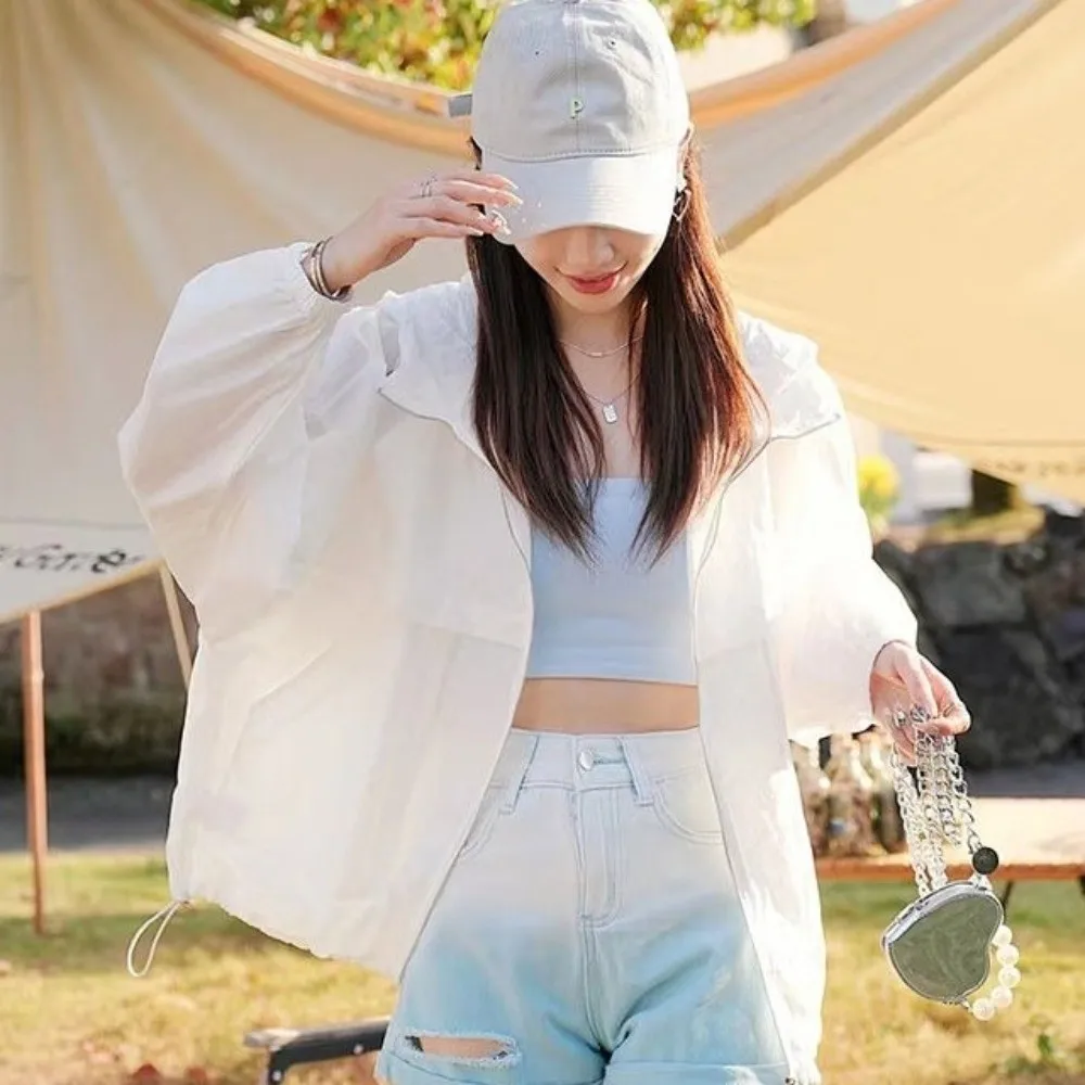 Anti UV Sun Protection Jacket Long Sleeve with Zipper Summer Sunscreen Coat Solid Color Sweatshirt Hooded Jacket Running