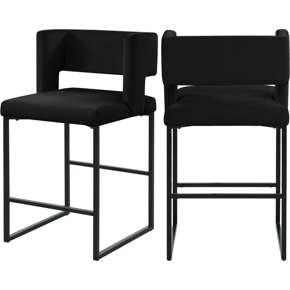 

Meridian Furniture Caleb Collection Modern | Contemporary Counter Height Stool with Unique Square Back and Sturdy Iron Legs