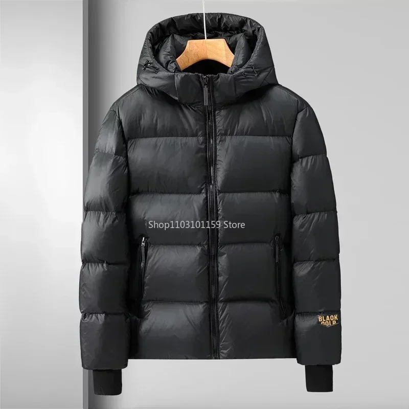 Winter Herren Daunen jacke hochwertige verdickte wasserdichte Thermo mantel Männer verlängert einfarbig kurze Kapuze warme Mäntel 3xl