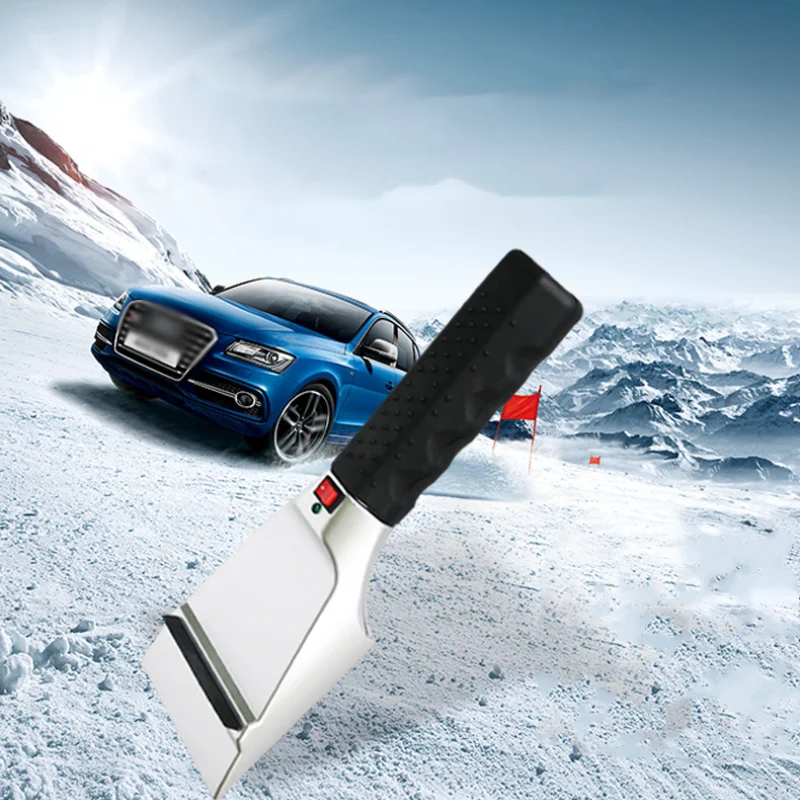 12V Winter Electric Heater Car Ice Scraper Windshield Glass Snow Shovel Removal Defrost Cleaning Tool Heat Snow Scraper