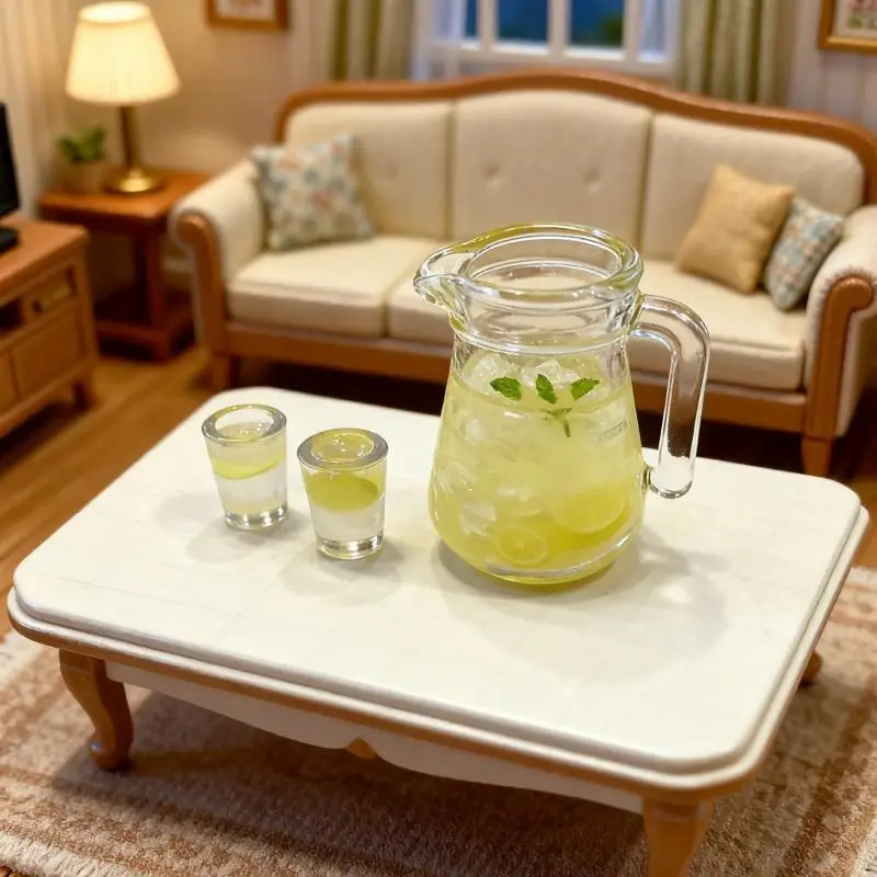 Casa de muñecas en miniatura, simulación de comida, bebida de té de limón helado de verano para muebles de casa de muñecas, adorno modelo de escena para sala de estar, 3/4 Uds.